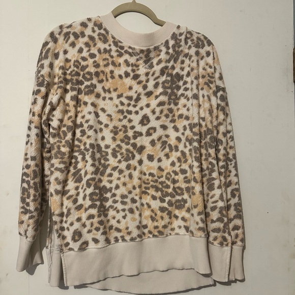 Aerie Leopard Print Sweatshirt - Cream and Brown - Picture 3 of 3